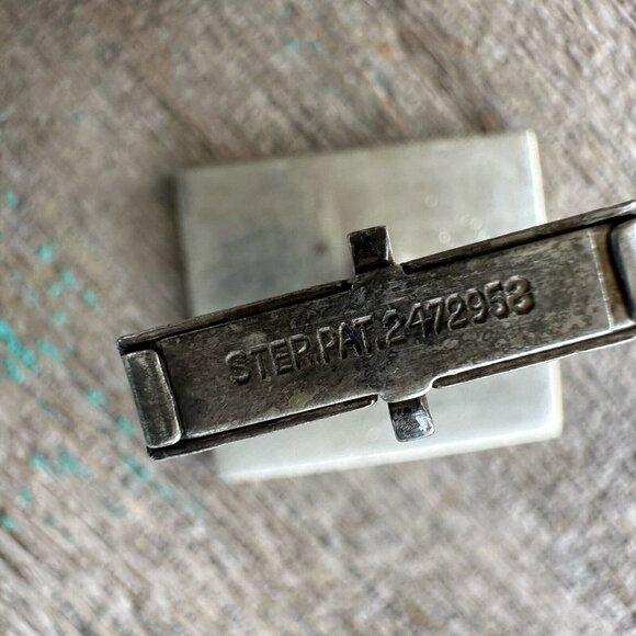 VTG Art Deco Cufflinks 0.75" Inlaid Abalone Shell Black Onyx 925‎ Sterling 21.1g - Picture 6 of 8